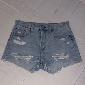 Levi's Light Blue Distressed Jean Shorts